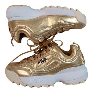 Fila Women's Disruptor II Premium Metallic Gold  sneakers Size 8